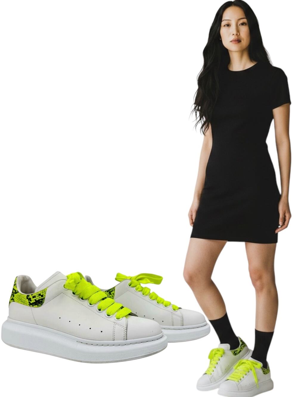 Alexander Mcqueen Oversized Python Print Sneakers Leather White Size 40.5